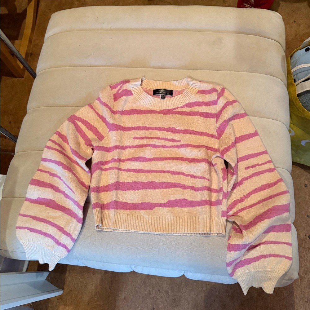 Blue Blush Pink and Cream Patterned Sweater